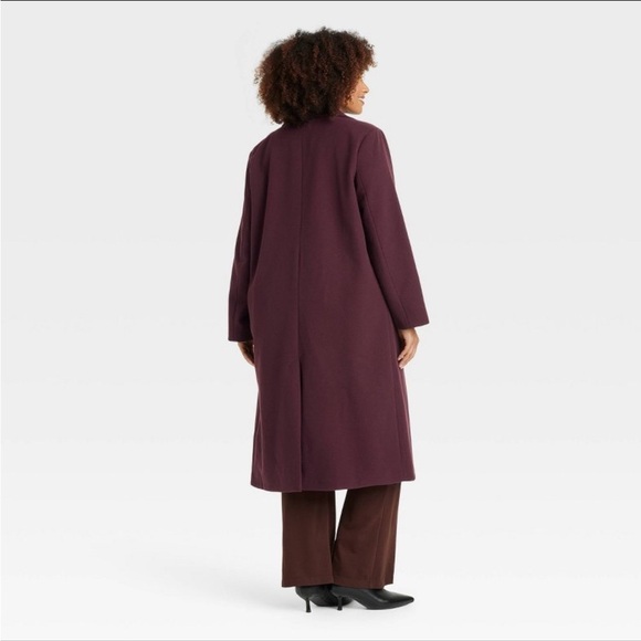 NWT Women's Faux Wool Topcoat - A New Day Burgundy XXL - Picture 2 of 5